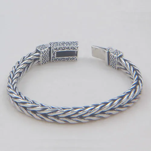Real Solid 925 Sterling Silver Bracelet Link Chain Braided Fashion Jewelry 7.5" - 8.3"