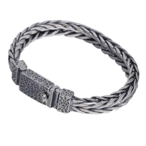 Real Solid 925 Sterling Silver Bracelet Link Chain Braided Fashion Jewelry 7.5" - 8.3"