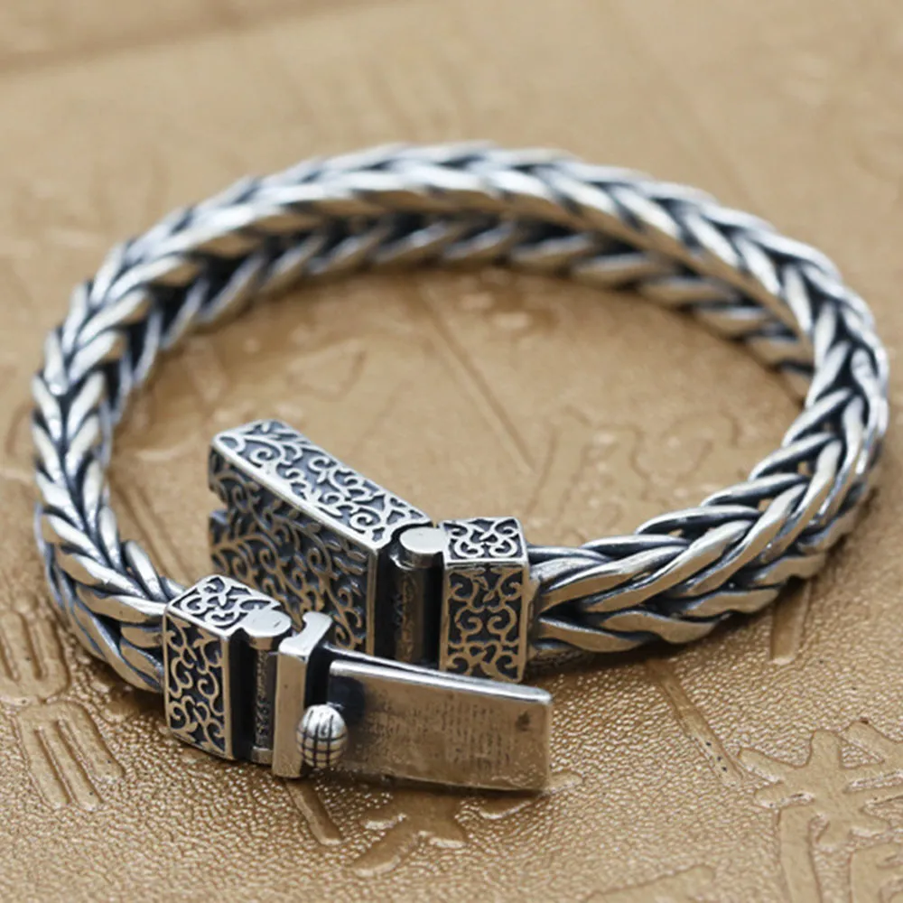 Real Solid 925 Sterling Silver Bracelet Link Chain Braided Fashion Jewelry 7.5" - 8.3"