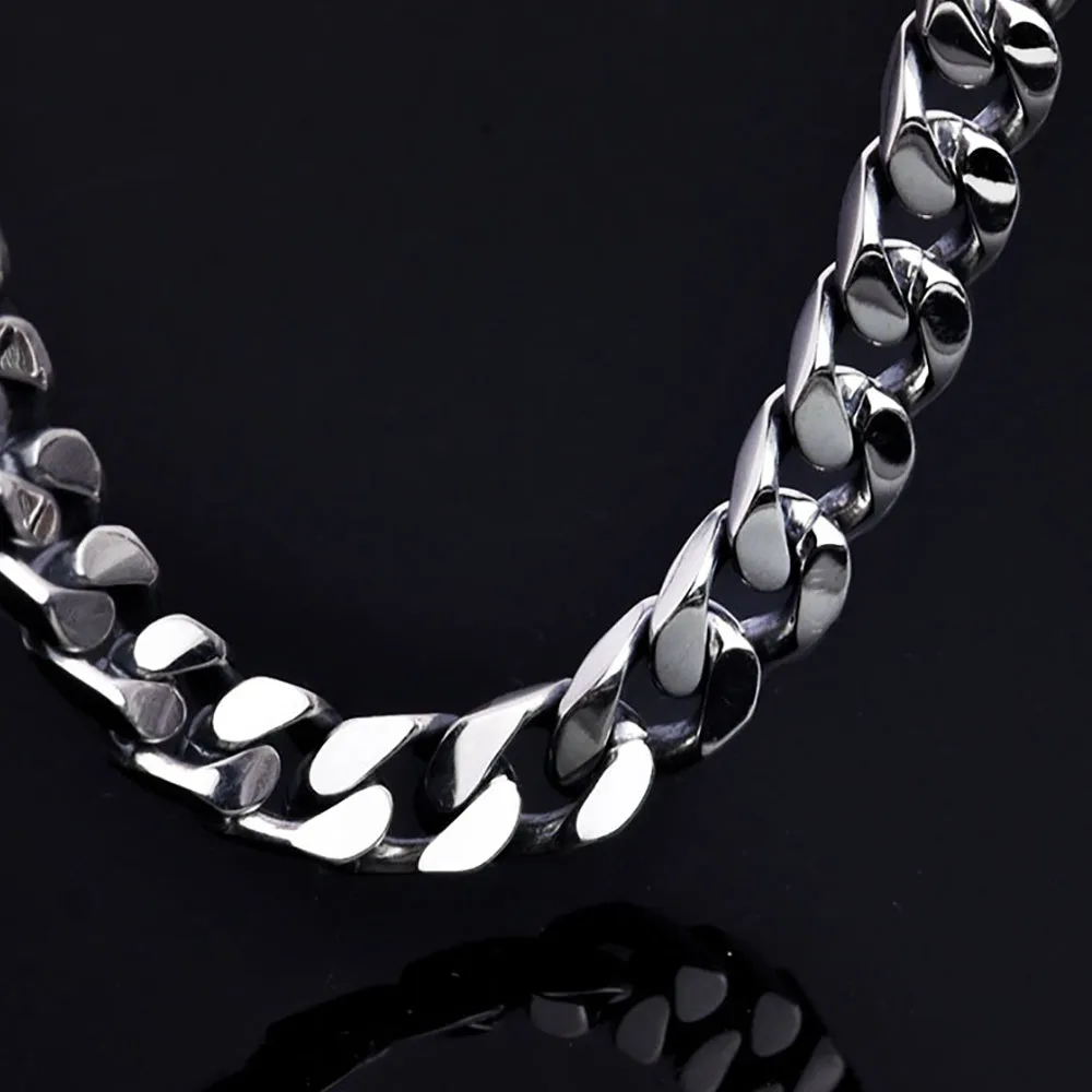 Real Solid 925 Sterling Silver Bracelet Miami Cuban Chain Fashion Punk Jewelry 6.7"-8.7"