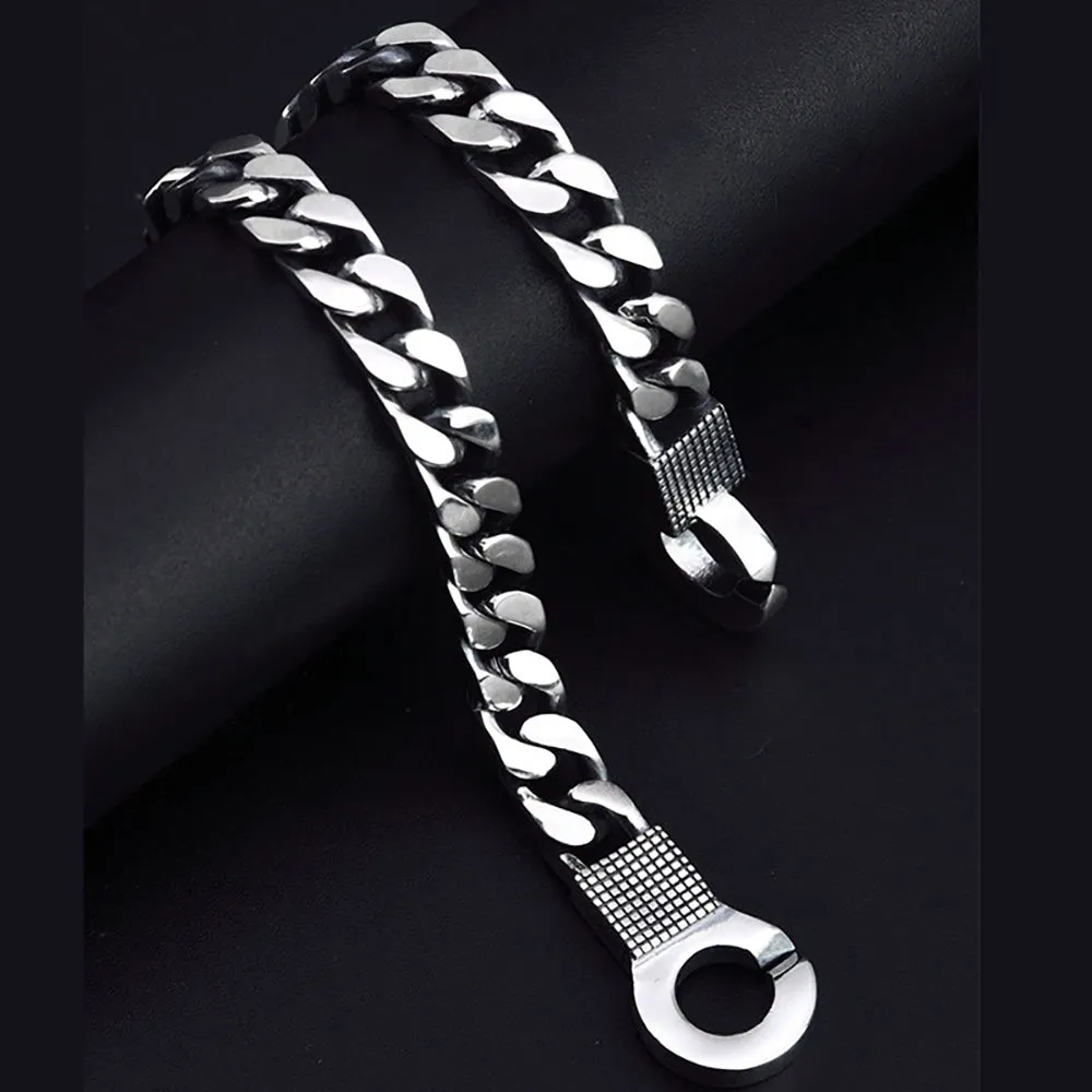 Real Solid 925 Sterling Silver Bracelet Miami Cuban Chain Fashion Punk Jewelry 6.7"-8.7"