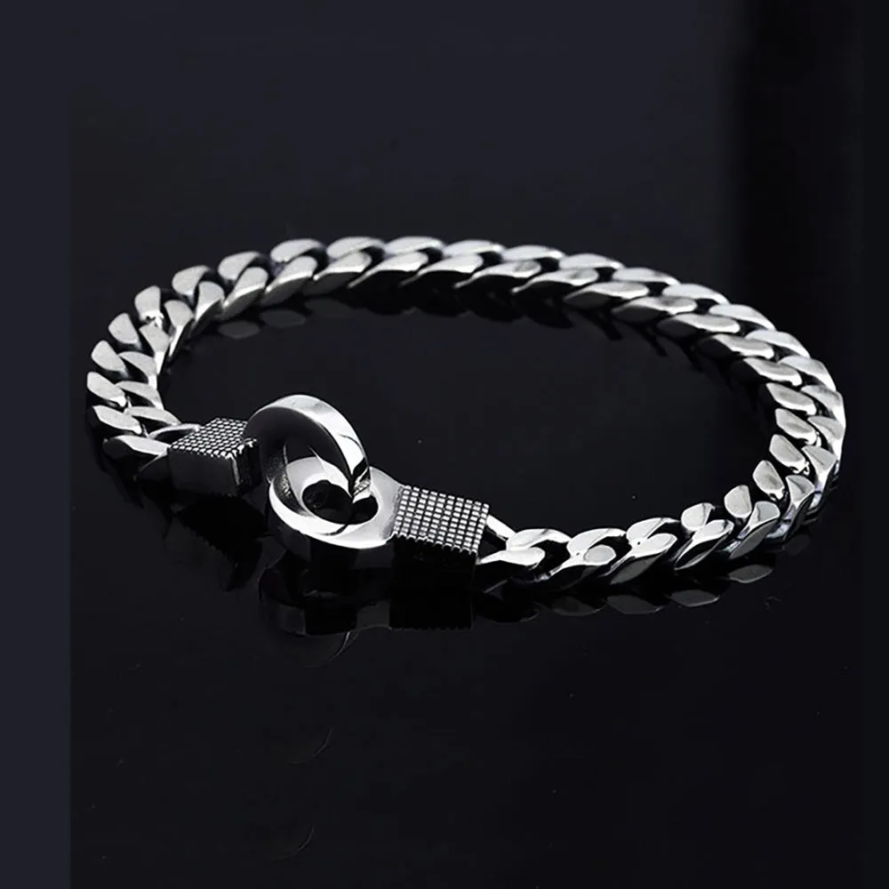 Real Solid 925 Sterling Silver Bracelet Miami Cuban Chain Fashion Punk Jewelry 6.7"-8.7"