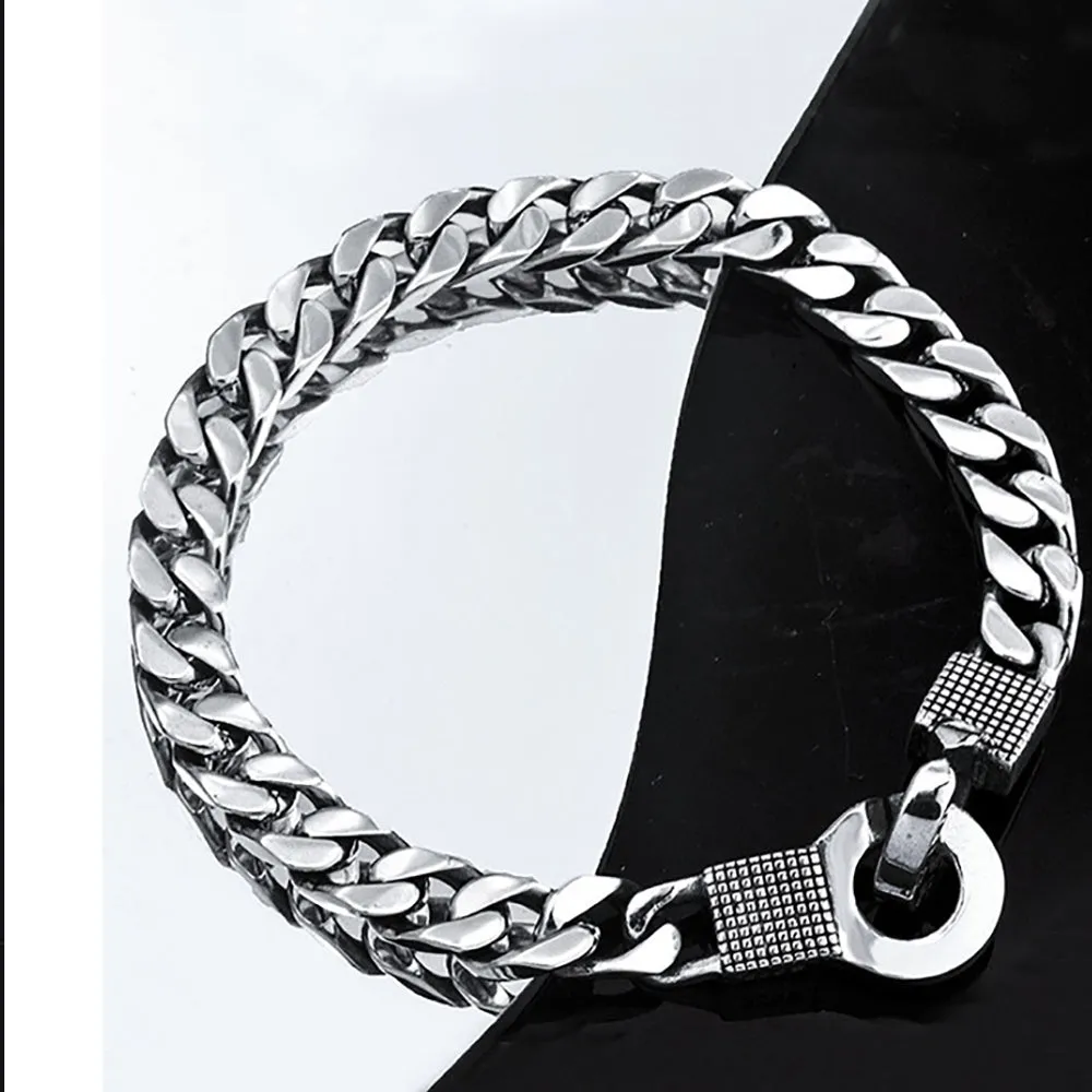 Real Solid 925 Sterling Silver Bracelet Miami Cuban Chain Fashion Punk Jewelry 6.7"-8.7"