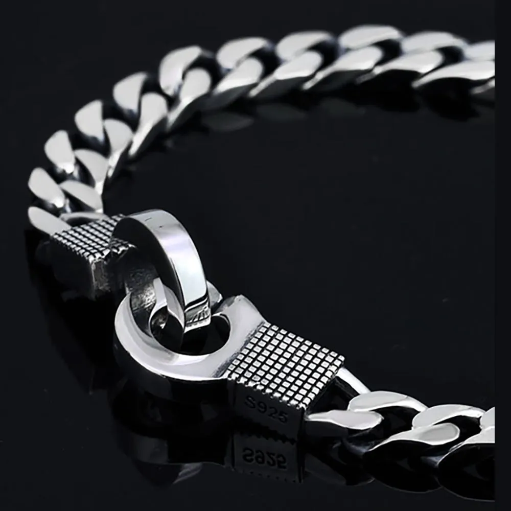 Real Solid 925 Sterling Silver Bracelet Miami Cuban Chain Fashion Punk Jewelry 6.7"-8.7"