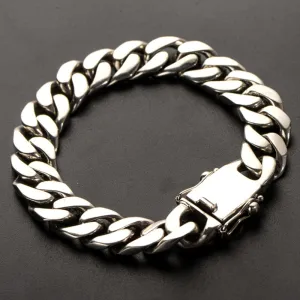 Real Solid 925 Sterling Silver Bracelets Cuban Link Chain Fashion Punk Jewelry 8.3"