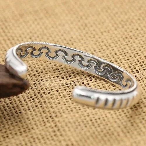 Real Solid 925 Sterling Silver Cuff Bracelet Bangle Simple and Smooth Fashion Jewelry