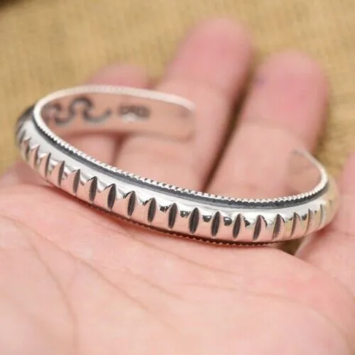 Real Solid 925 Sterling Silver Cuff Bracelet Bangle Simple and Smooth Fashion Jewelry