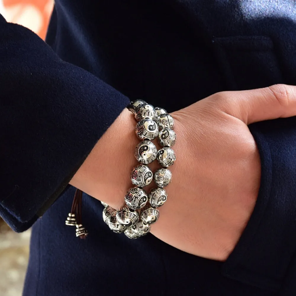 Real Solid 990 Sterling Silver Bracelet Beads Religions Fashion Jewelry