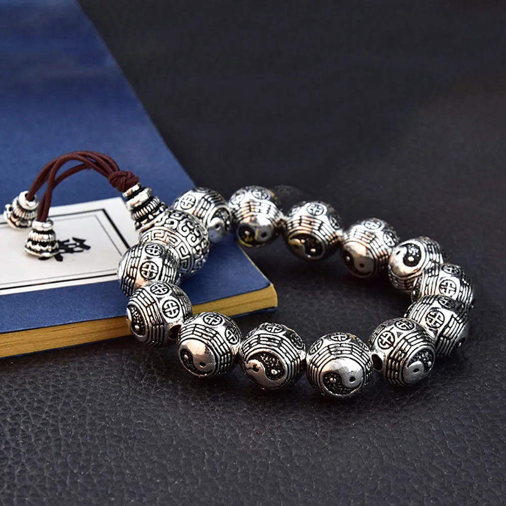 Real Solid 990 Sterling Silver Bracelet Beads Religions Fashion Jewelry