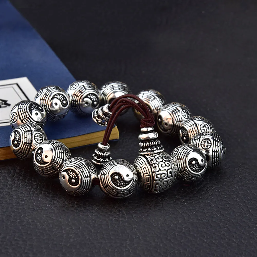 Real Solid 990 Sterling Silver Bracelet Beads Religions Fashion Jewelry