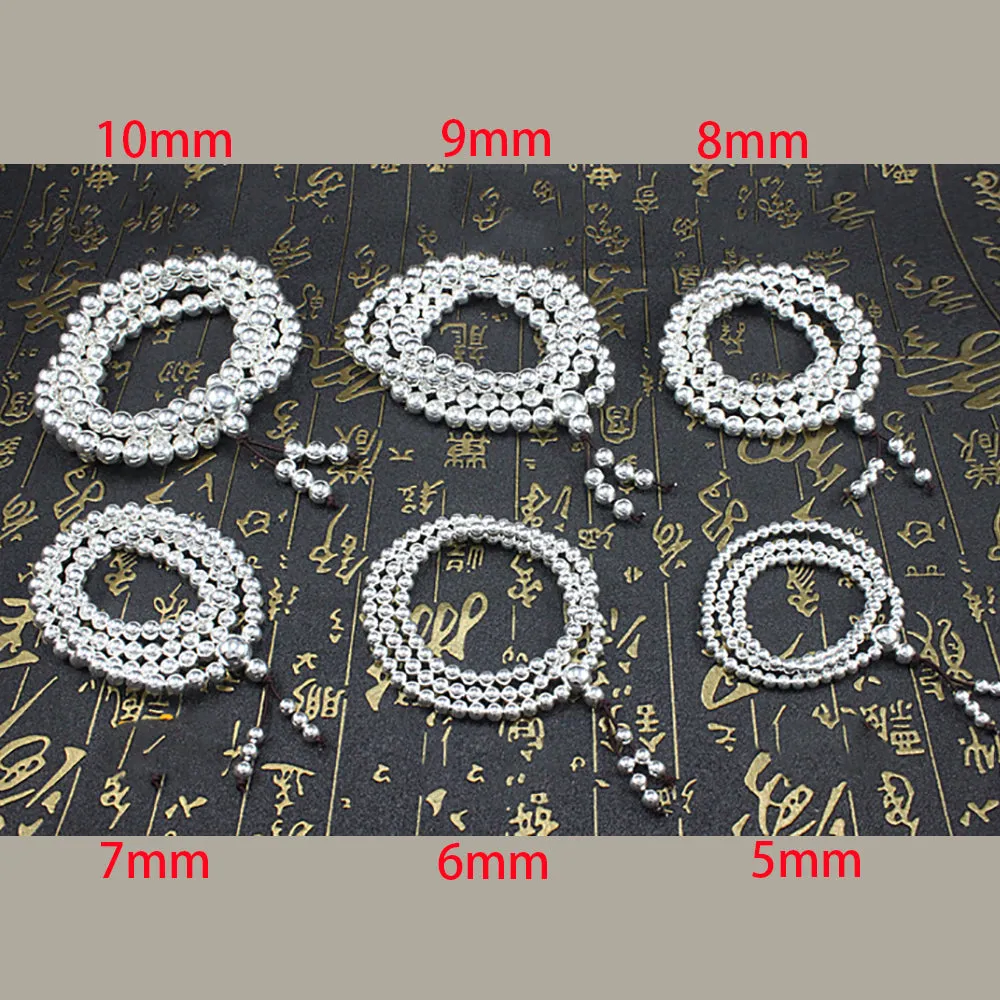 Real Solid 999 Fine Silver 108 Beads Bracelet Beaded Beautiful Fashion Lucky Punk Jewelry