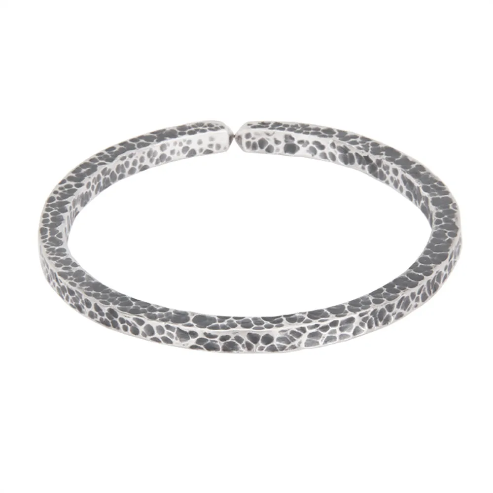 Real Solid 999 Fine Silver Cuff Bracelet Fashion Punk Jewelry Open Bangle