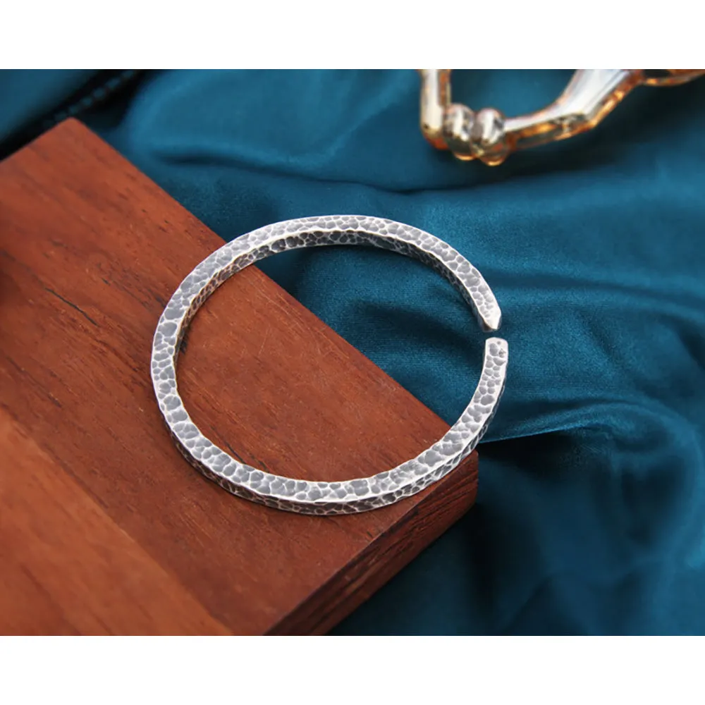 Real Solid 999 Fine Silver Cuff Bracelet Fashion Punk Jewelry Open Bangle