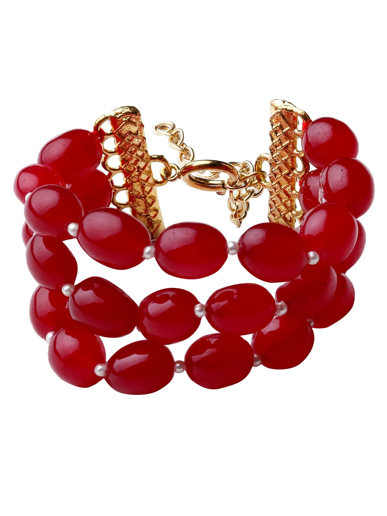 Red Tumble Stone Beaded Bracelet for Women