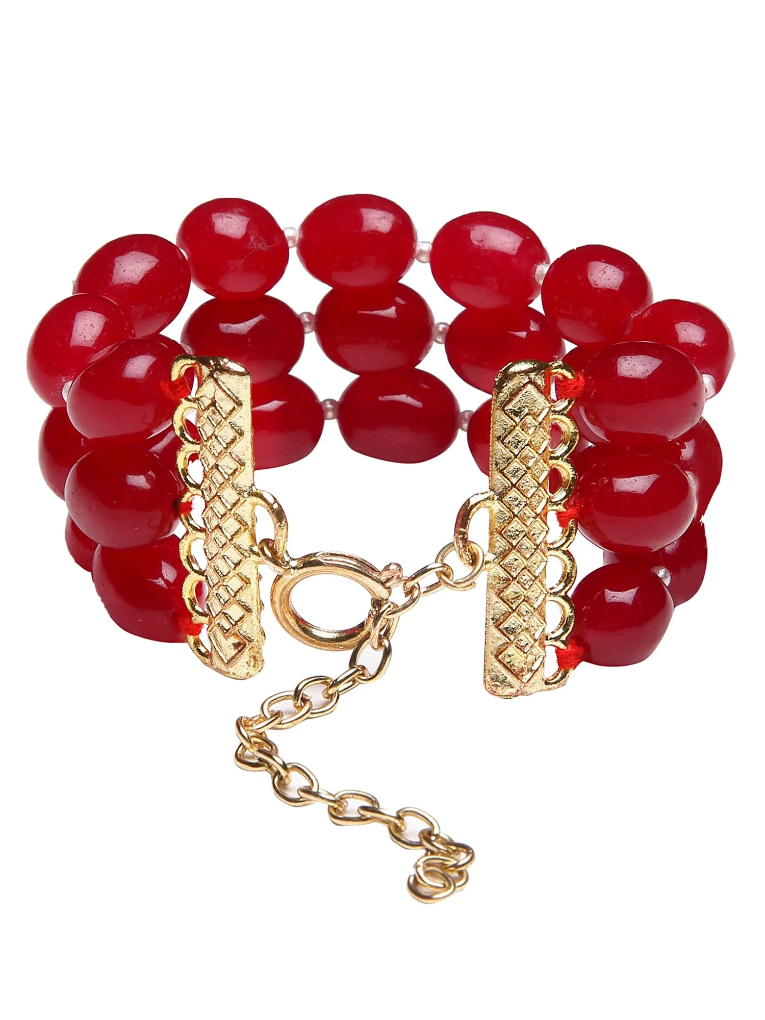 Red Tumble Stone Beaded Bracelet for Women