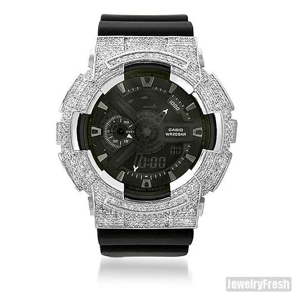 Rhodium Finish Custom CZ Casio G-Shock GA-110