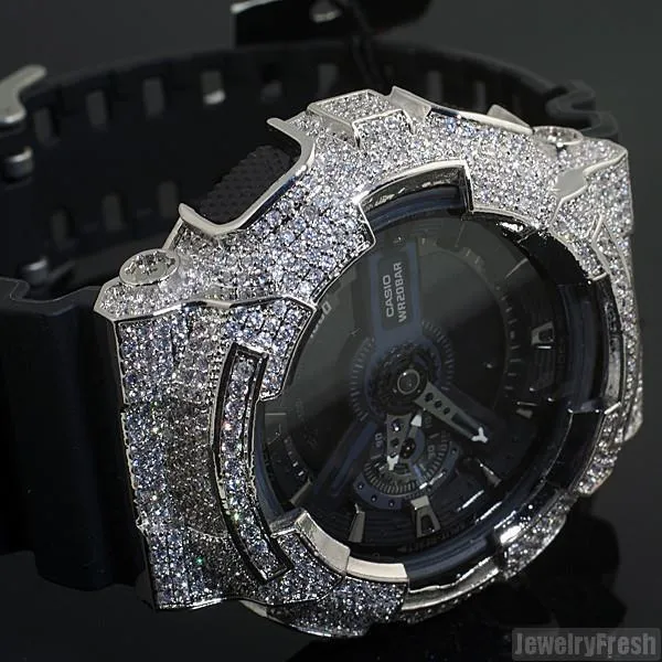 Rhodium Finish Custom CZ Casio G-Shock GA-110