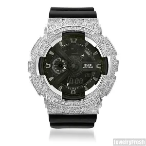Rhodium Finish Custom CZ Casio G-Shock GA-110