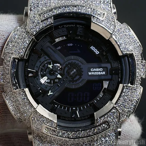 Rhodium Finish Custom CZ Casio G-Shock GA-110