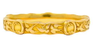 Riker Brothers Art Nouveau 14 Karat Gold Swallow Bird Bangle Bracelet