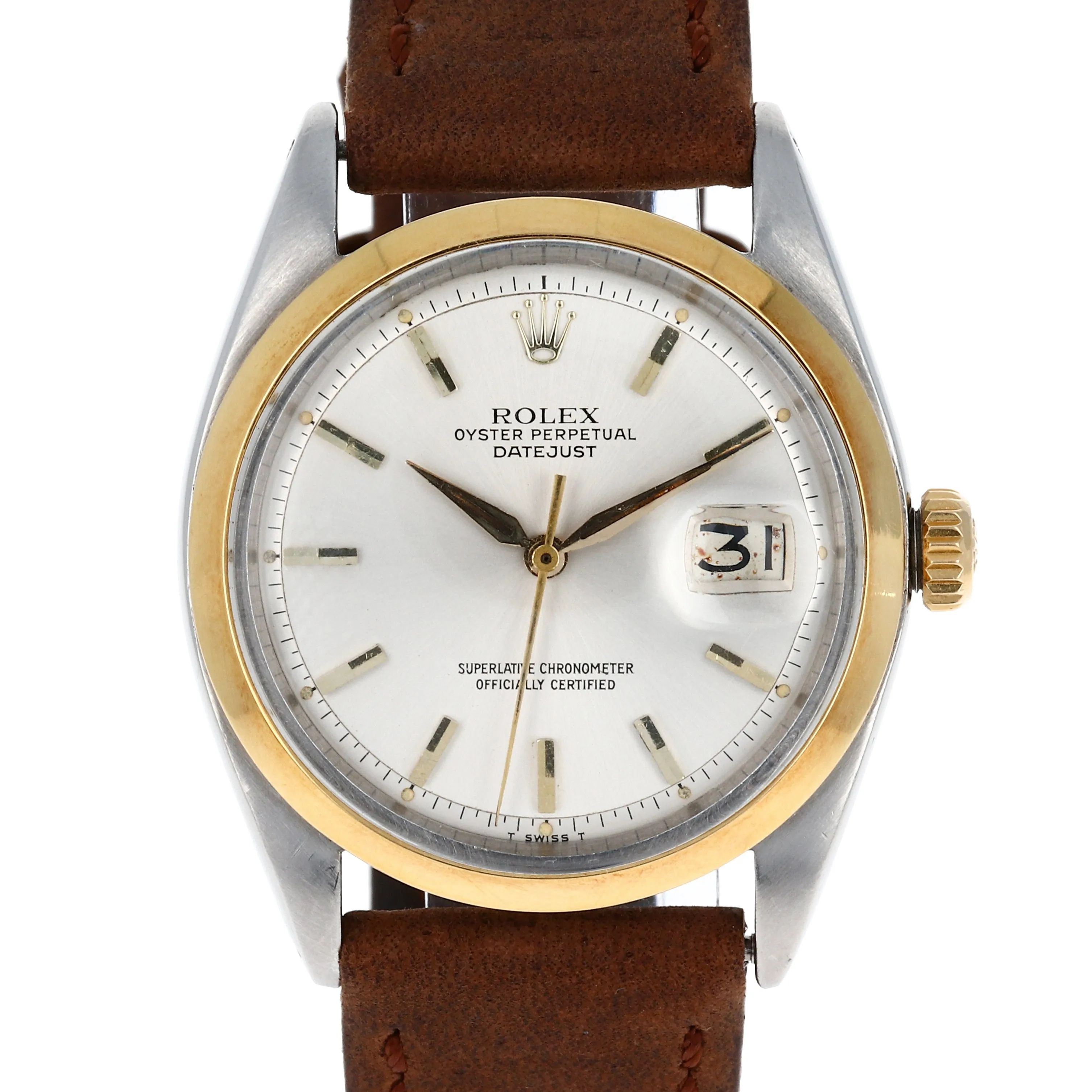 Rolex Datejust 1600 Automatic Silver Dial c. 1963 18k Yellow Gold & Steel 36 mm