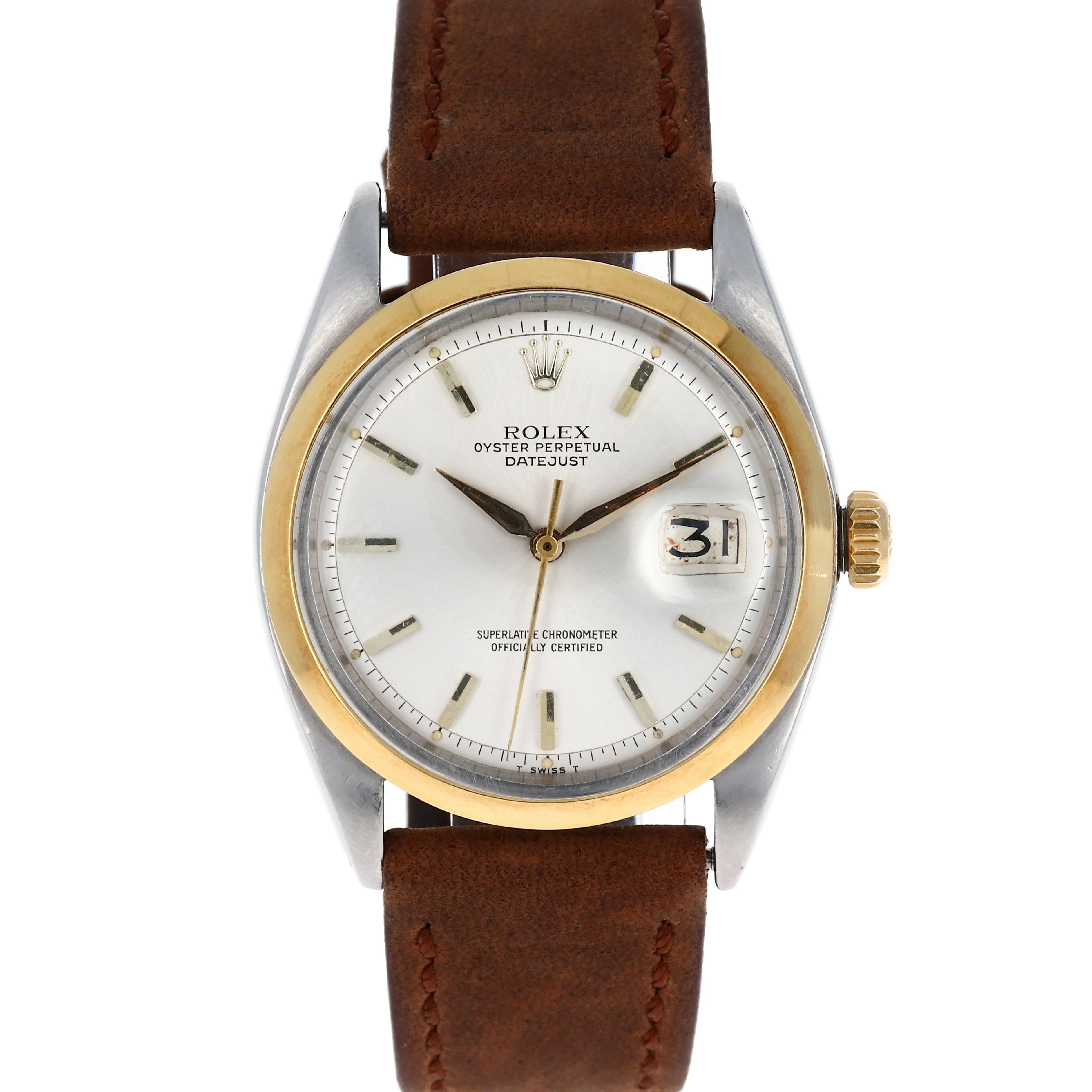 Rolex Datejust 1600 Automatic Silver Dial c. 1963 18k Yellow Gold & Steel 36 mm