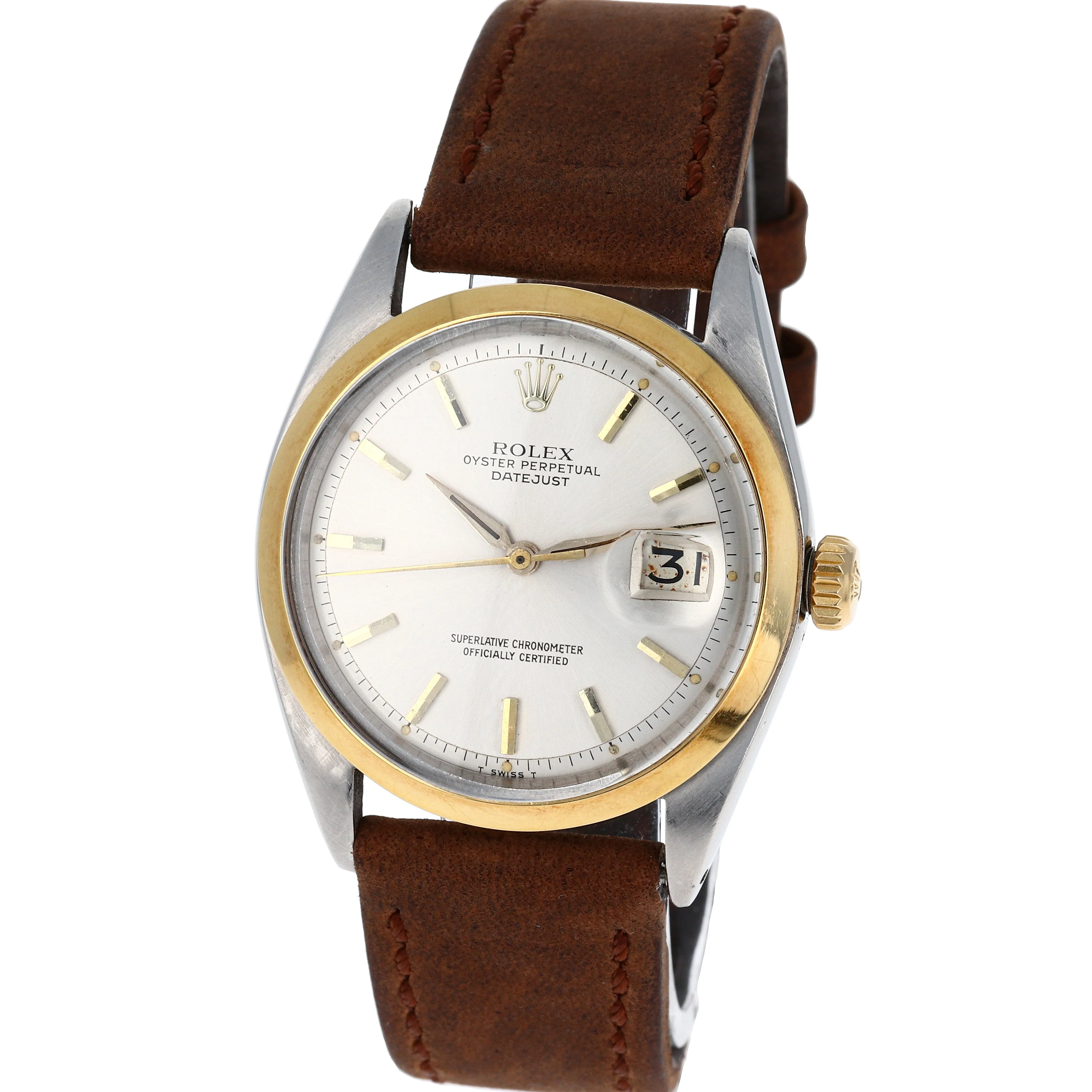 Rolex Datejust 1600 Automatic Silver Dial c. 1963 18k Yellow Gold & Steel 36 mm