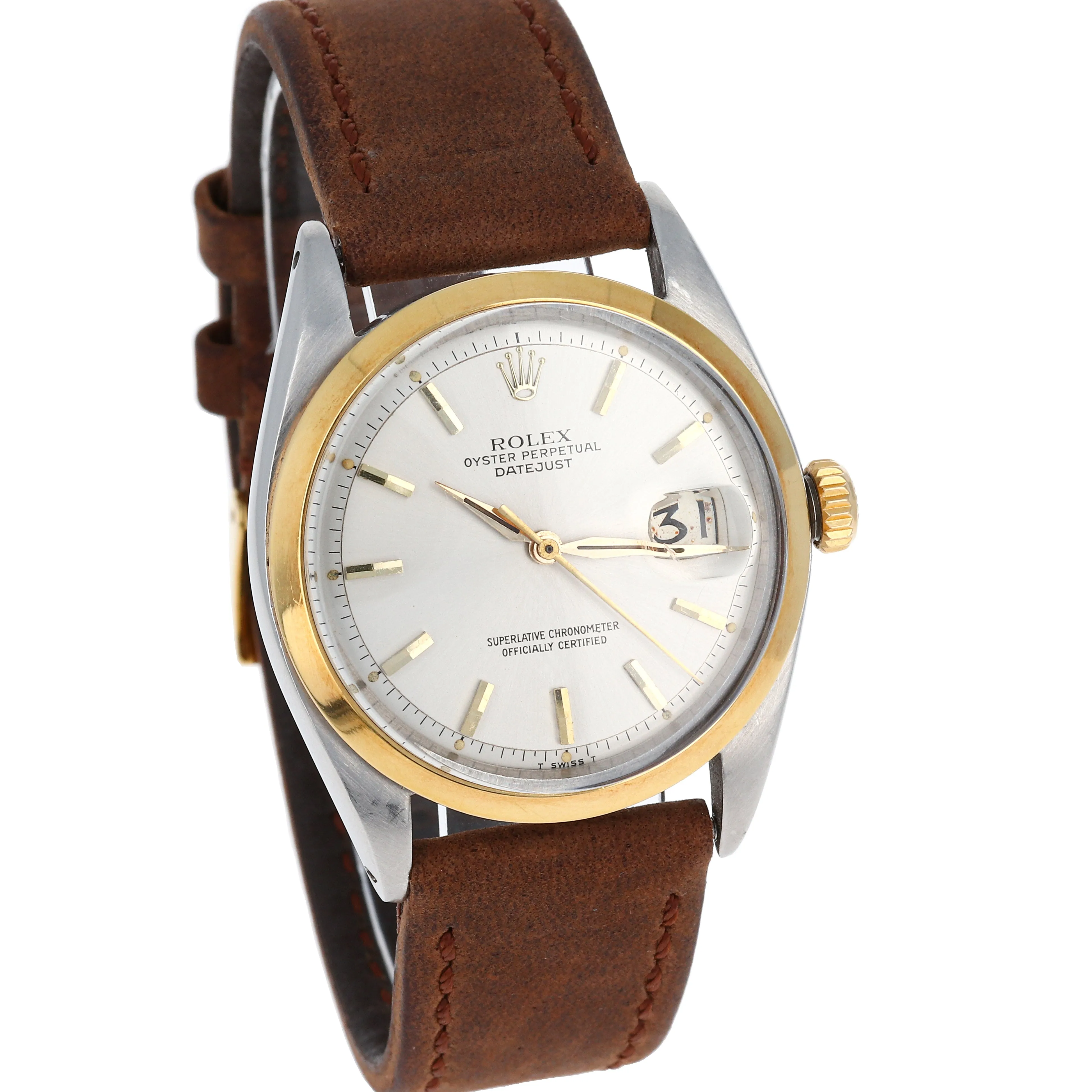 Rolex Datejust 1600 Automatic Silver Dial c. 1963 18k Yellow Gold & Steel 36 mm