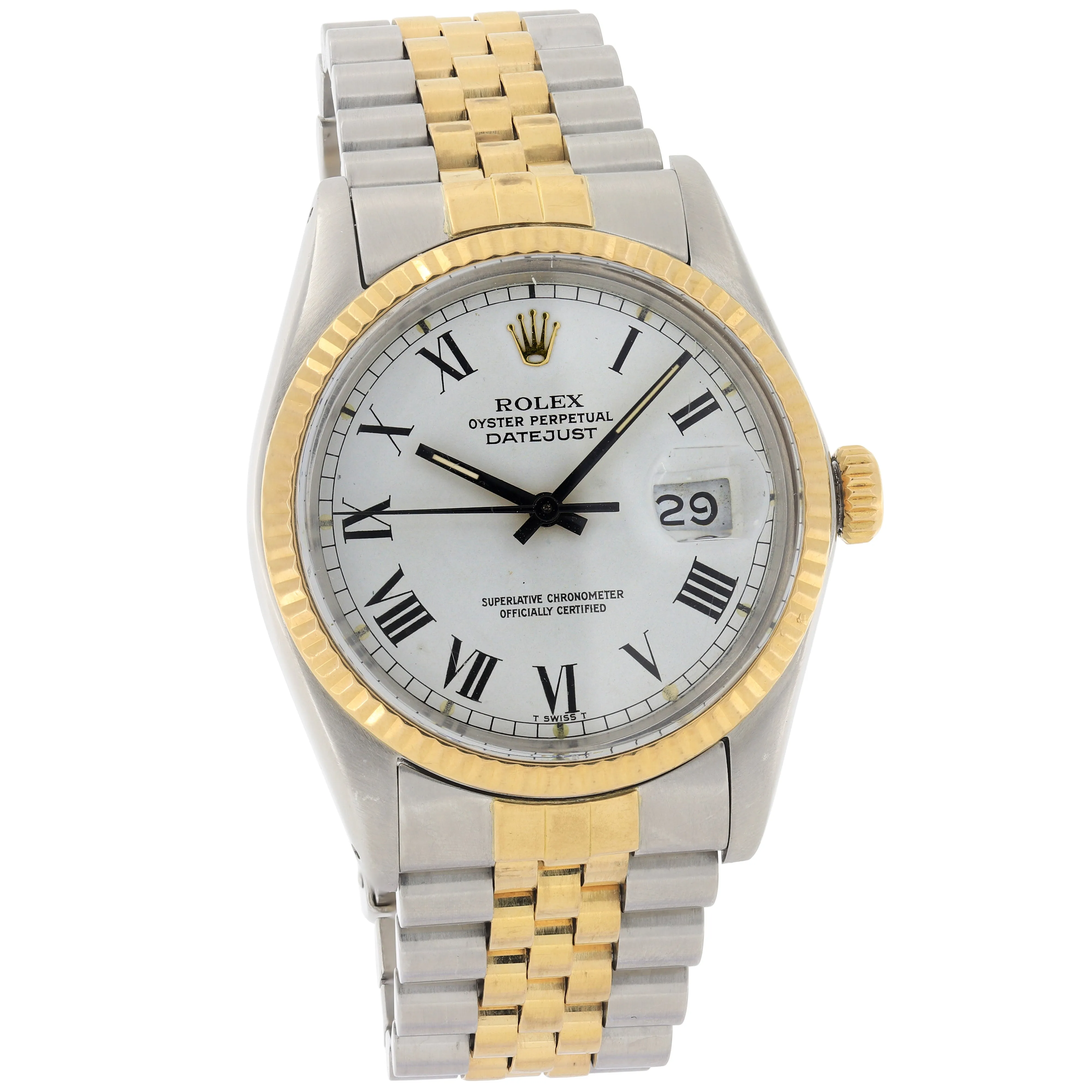 Rolex Datejust 16013 Buckley White Roman 1984 Jubilee 18k Yellow Gold & Steel 36 mm