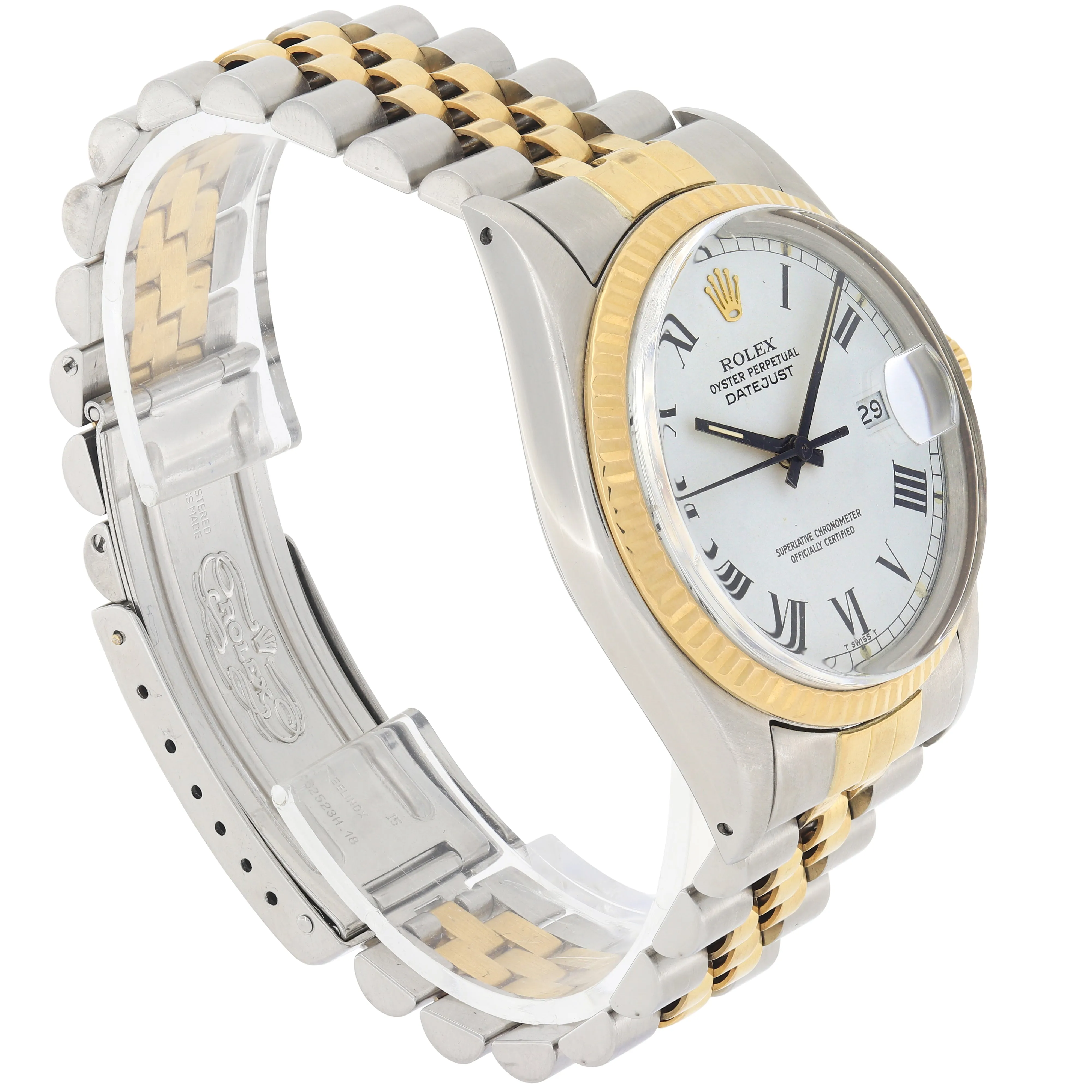 Rolex Datejust 16013 Buckley White Roman 1984 Jubilee 18k Yellow Gold & Steel 36 mm