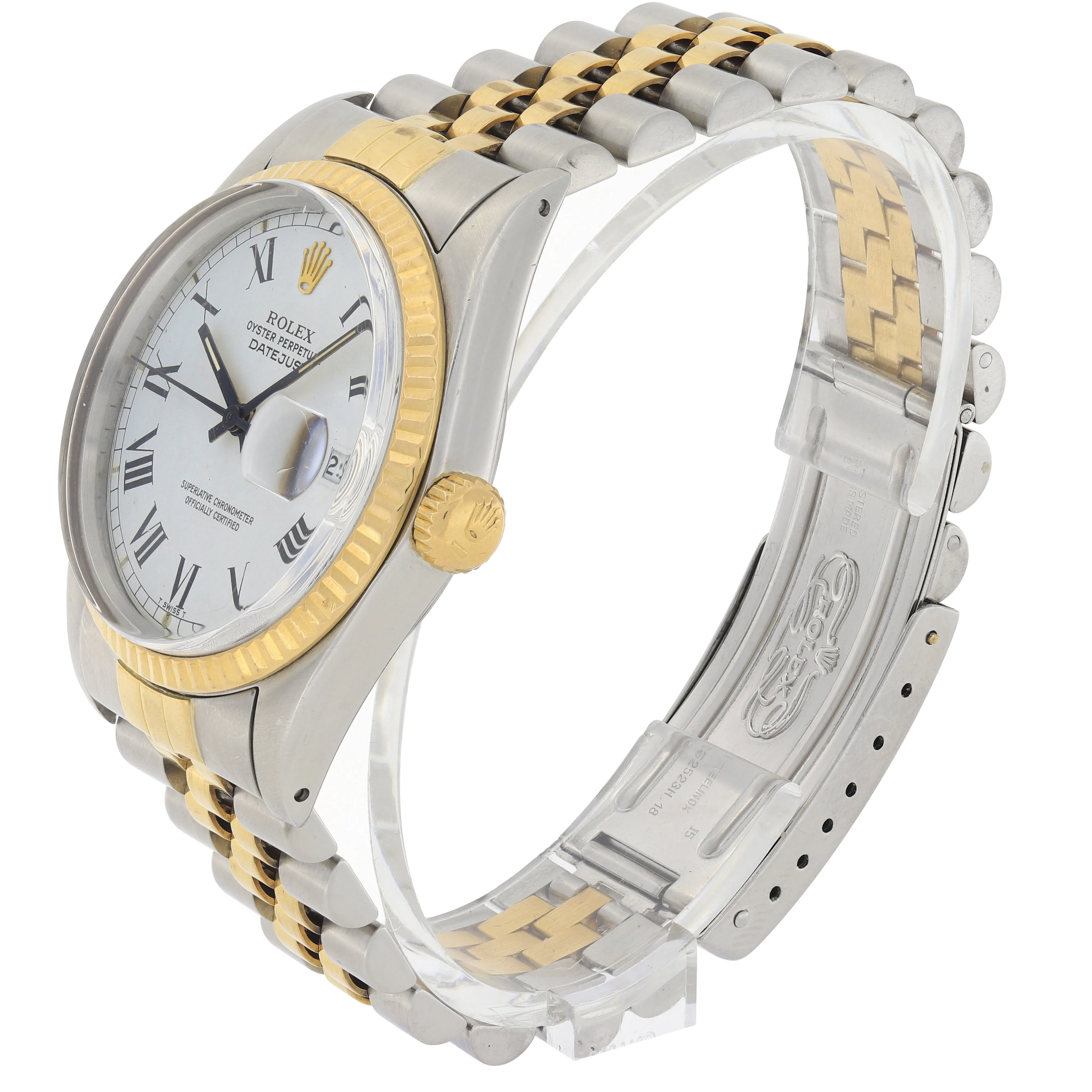Rolex Datejust 16013 Buckley White Roman 1984 Jubilee 18k Yellow Gold & Steel 36 mm