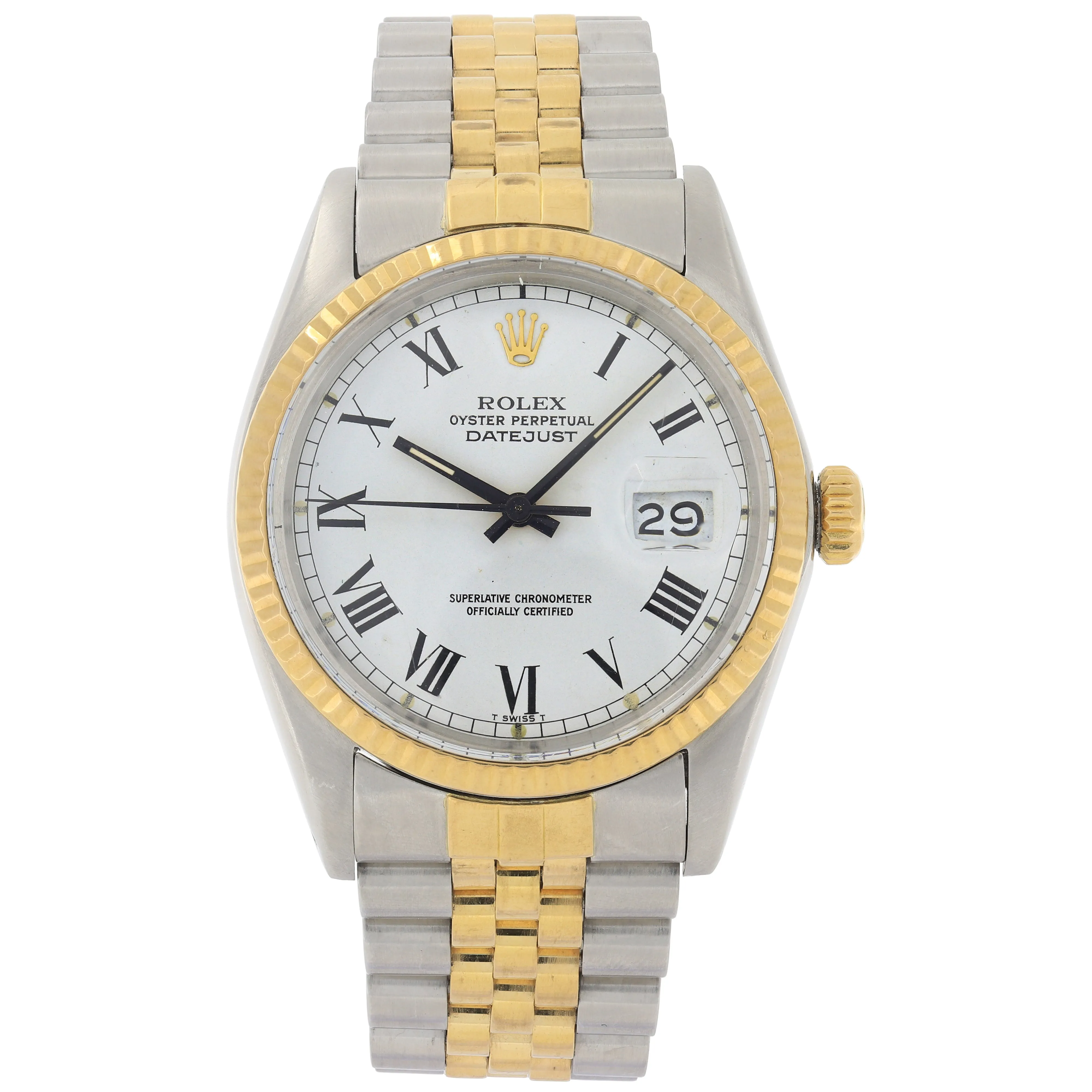 Rolex Datejust 16013 Buckley White Roman 1984 Jubilee 18k Yellow Gold & Steel 36 mm
