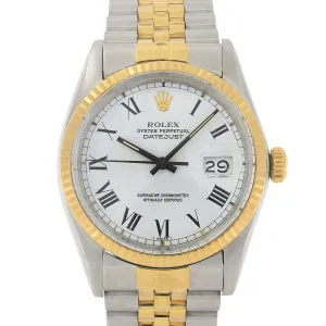 Rolex Datejust 16013 Buckley White Roman 1984 Jubilee 18k Yellow Gold & Steel 36 mm
