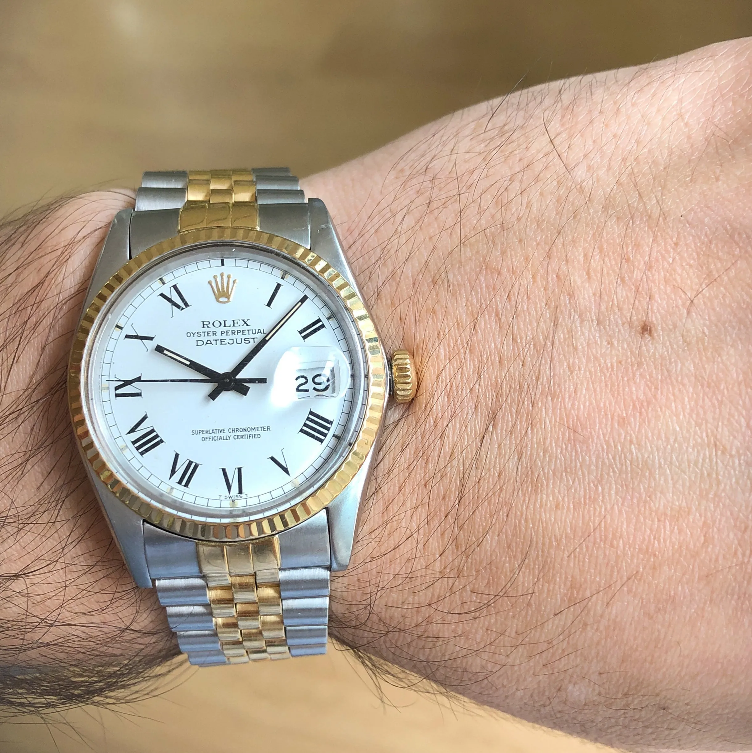 Rolex Datejust 16013 Buckley White Roman 1984 Jubilee 18k Yellow Gold & Steel 36 mm