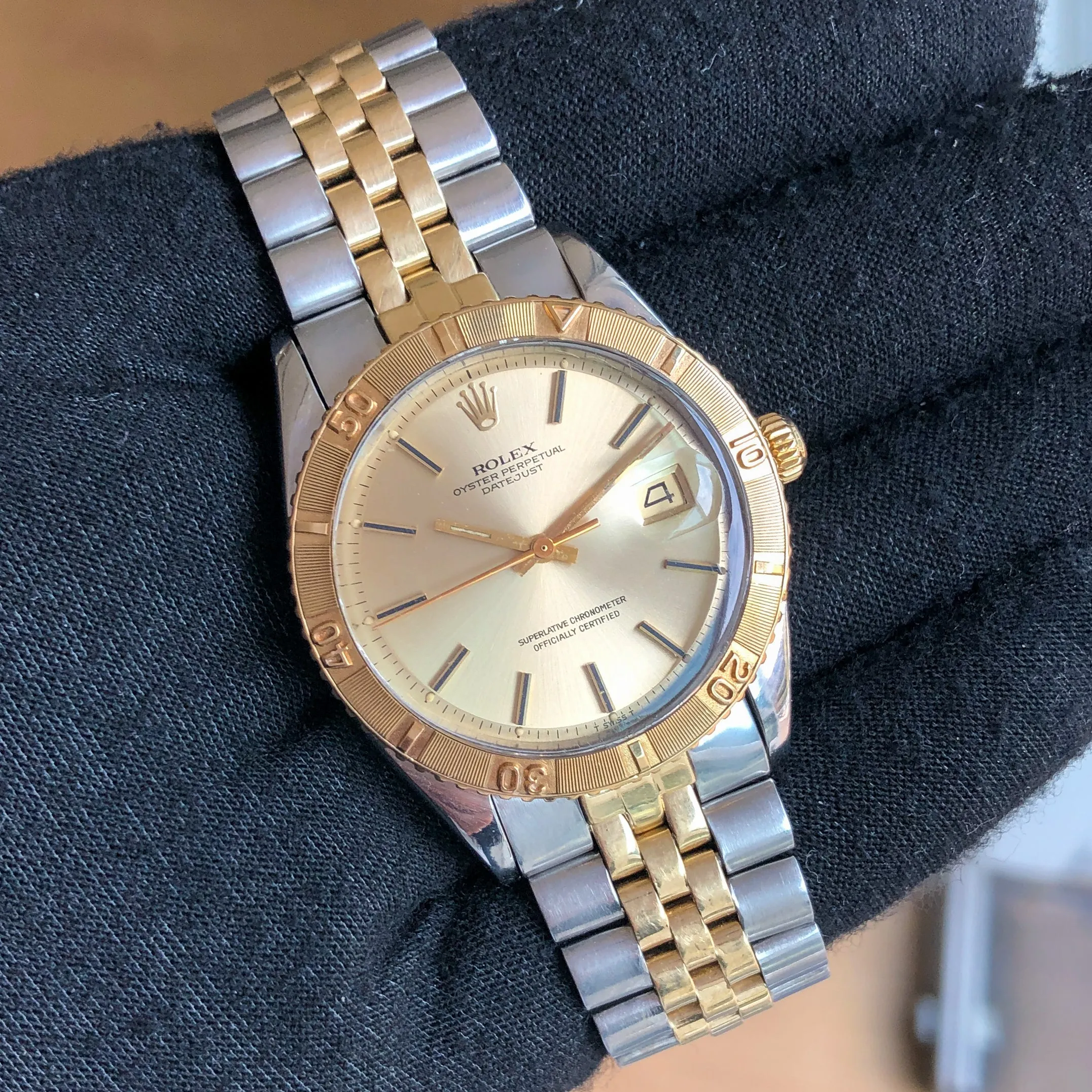 Rolex Datejust Turn-O-Graph 1625 Cal 1575 Champagne 1972 Jubilee 14k Yellow Gold & Steel 36 mm