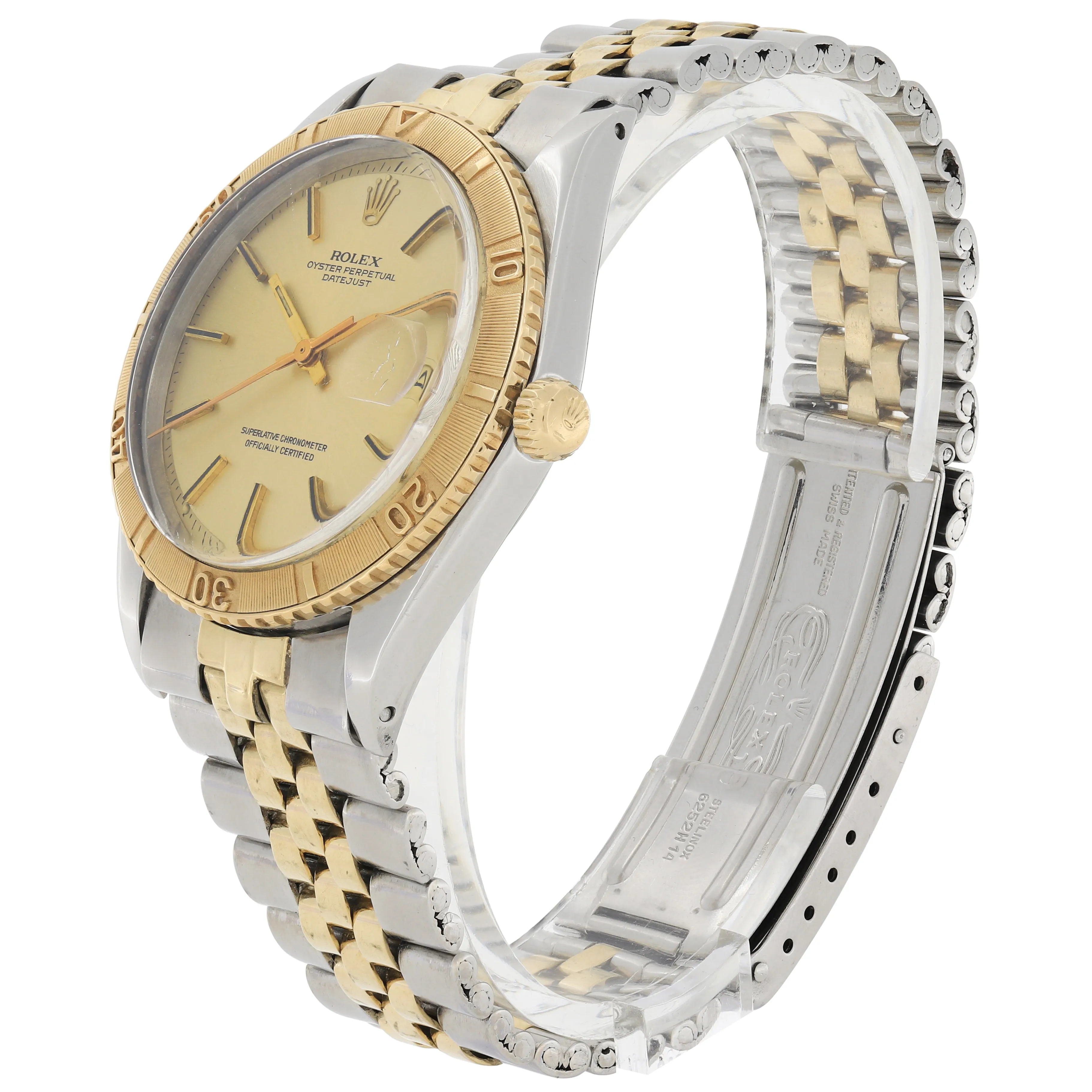 Rolex Datejust Turn-O-Graph 1625 Cal 1575 Champagne 1972 Jubilee 14k Yellow Gold & Steel 36 mm