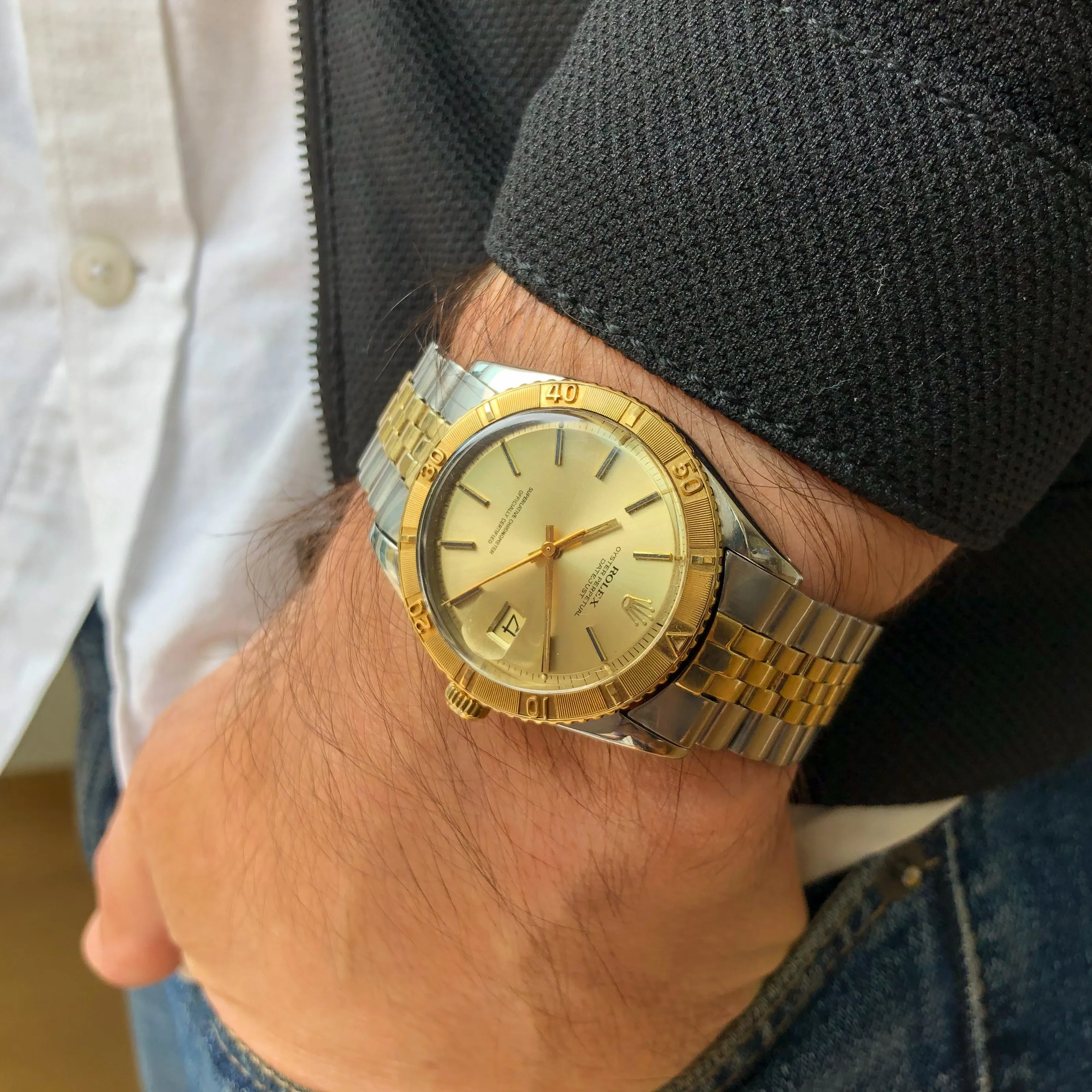 Rolex Datejust Turn-O-Graph 1625 Cal 1575 Champagne 1972 Jubilee 14k Yellow Gold & Steel 36 mm