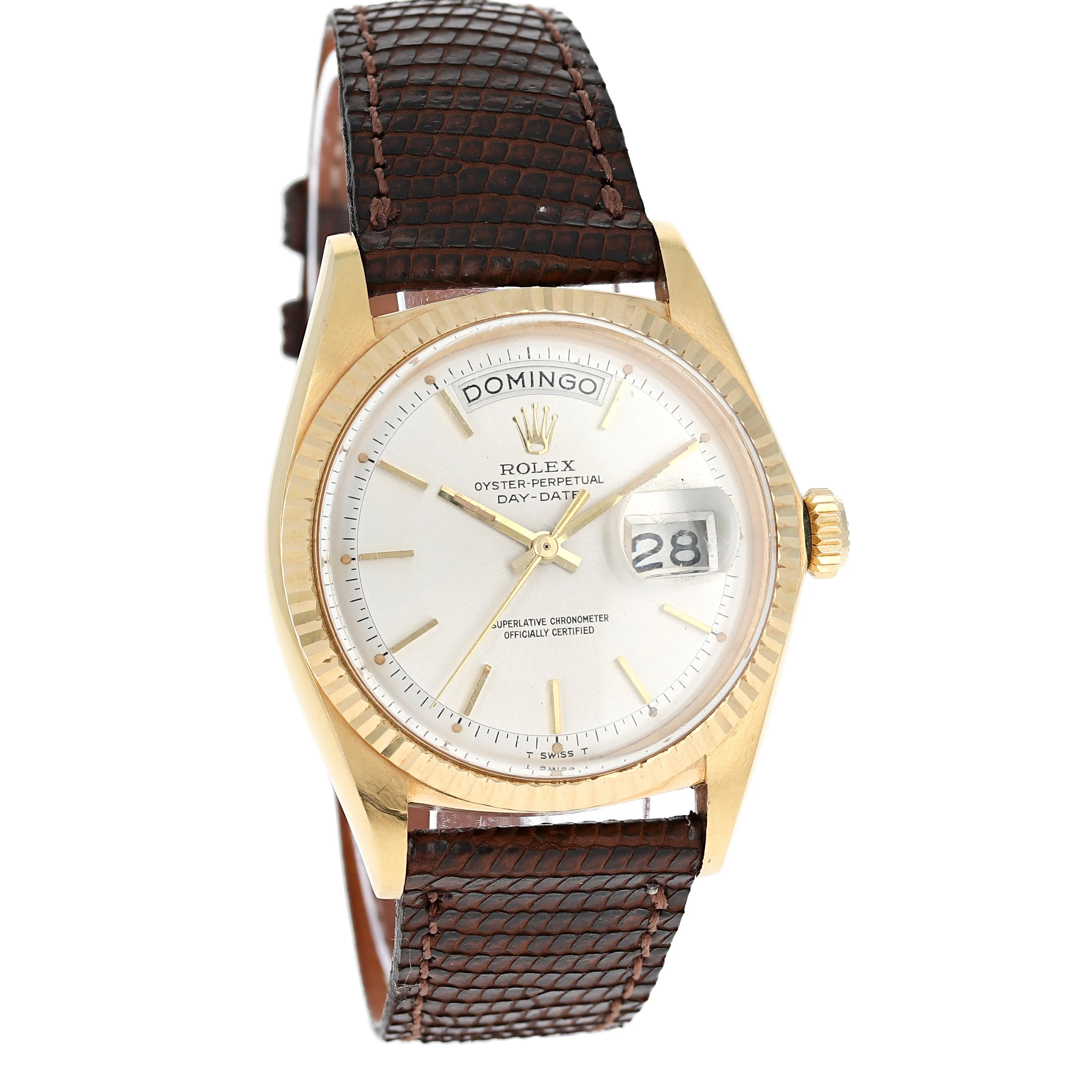 Rolex Day-Date 1803 Automatic Spanish Silver c. 1967 18k Yellow Gold 36 mm