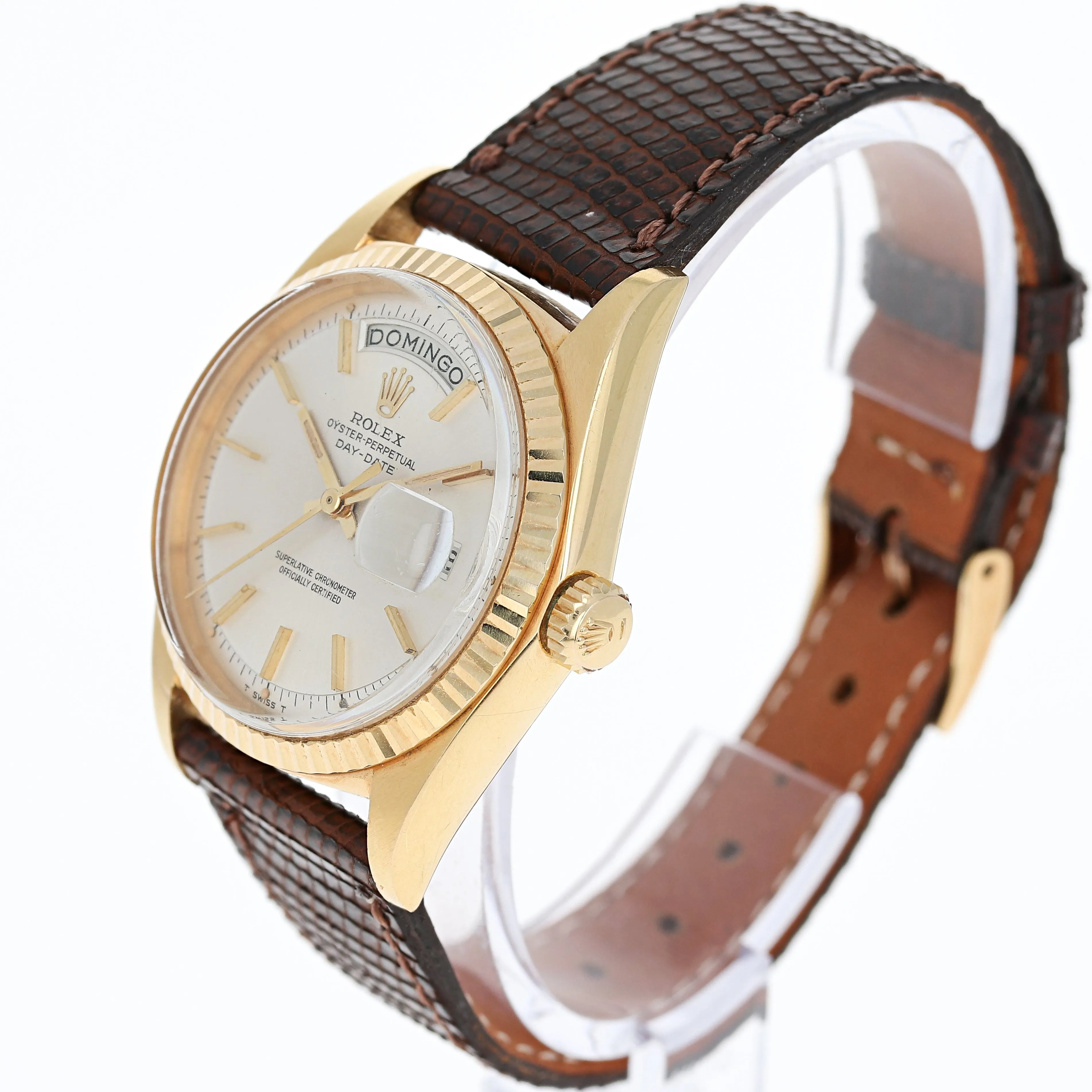 Rolex Day-Date 1803 Automatic Spanish Silver c. 1967 18k Yellow Gold 36 mm