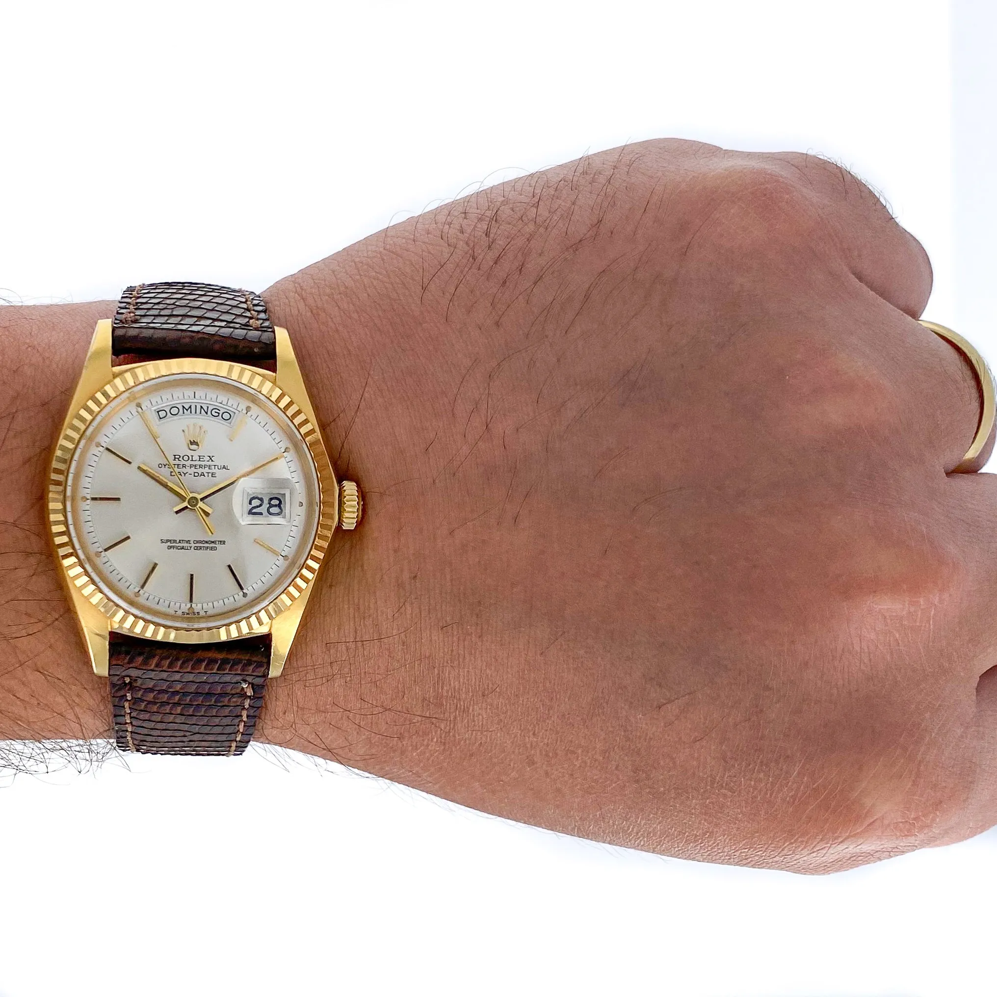 Rolex Day-Date 1803 Automatic Spanish Silver c. 1967 18k Yellow Gold 36 mm