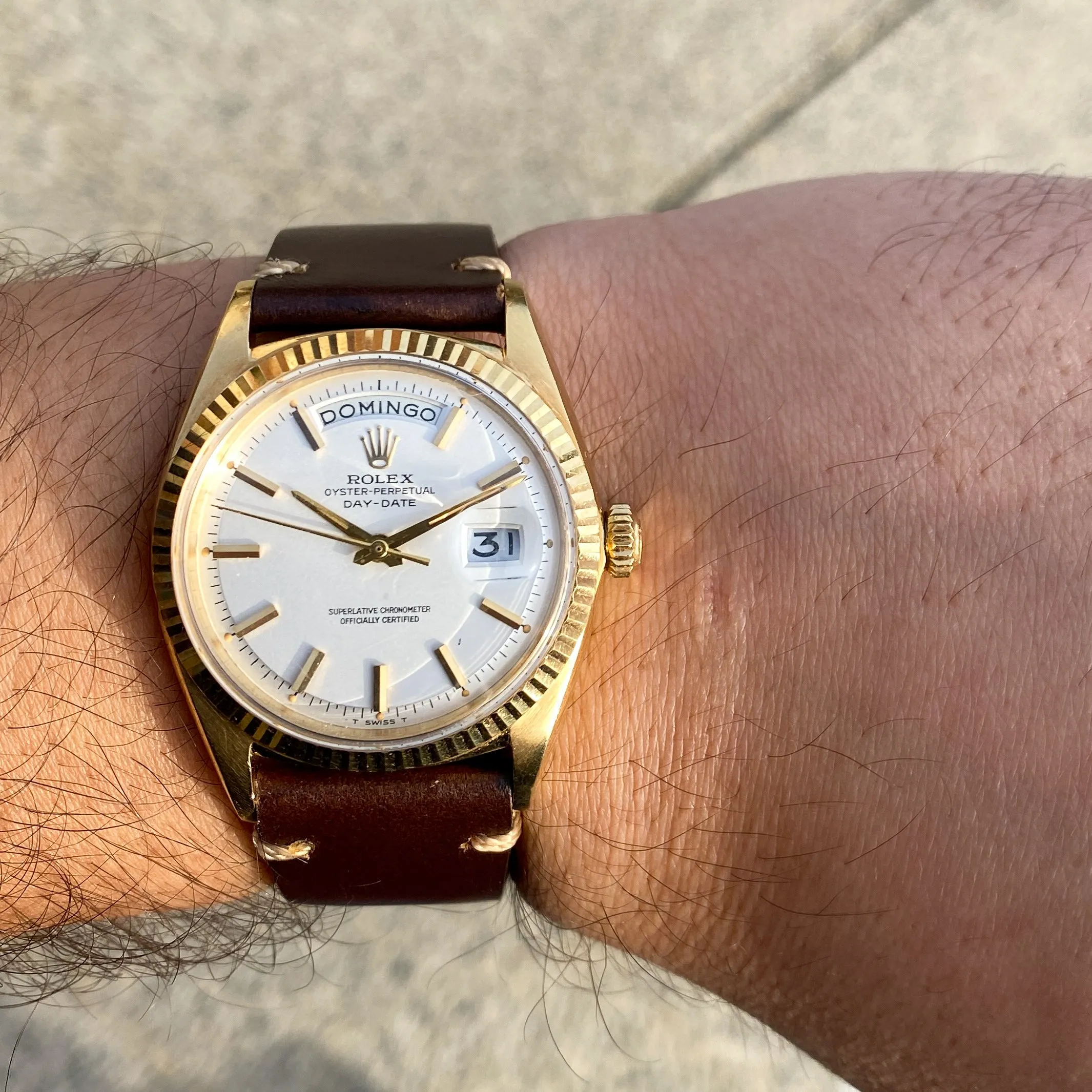 Rolex Day-Date 1803 Cal. 1555 Automatic Spanish Silver c. 1965 18k Yellow Gold 36 mm