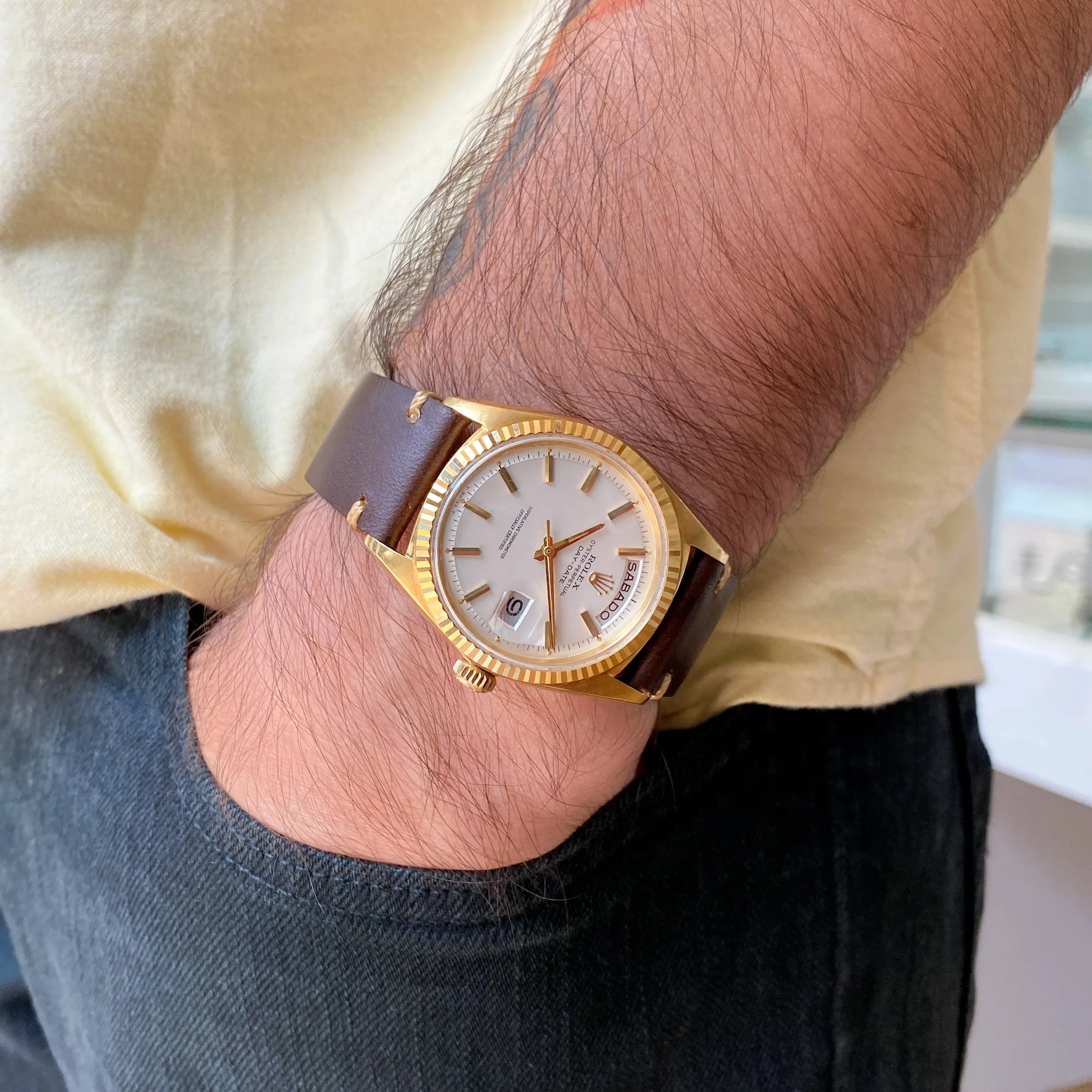 Rolex Day-Date 1803 Cal. 1555 Automatic Spanish Silver c. 1965 18k Yellow Gold 36 mm