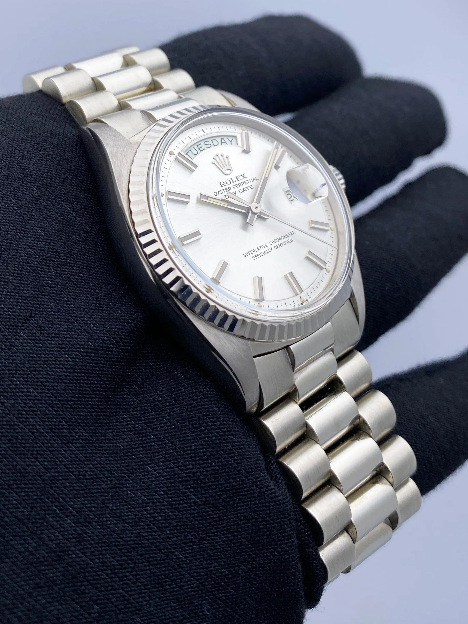 Rolex Day-Date 1803 Silver Dial 18K White Gold Mens Watch