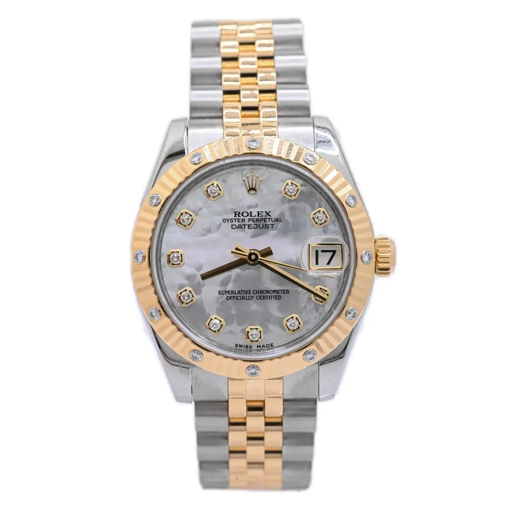 Rolex Ladies Datejust 31mm FACTORY Two Tone MOP Diamond Dial Watch Reference #: 178313