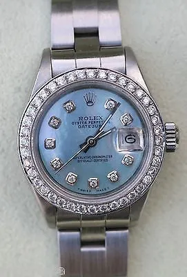 ROLEX LADIES VINTAGE STEEL DATEJUST DIAMOND BEZEL & MOTHER-OF-PEARL DIAL 6917