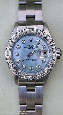 ROLEX LADIES VINTAGE STEEL DATEJUST DIAMOND BEZEL & MOTHER-OF-PEARL DIAL 6917