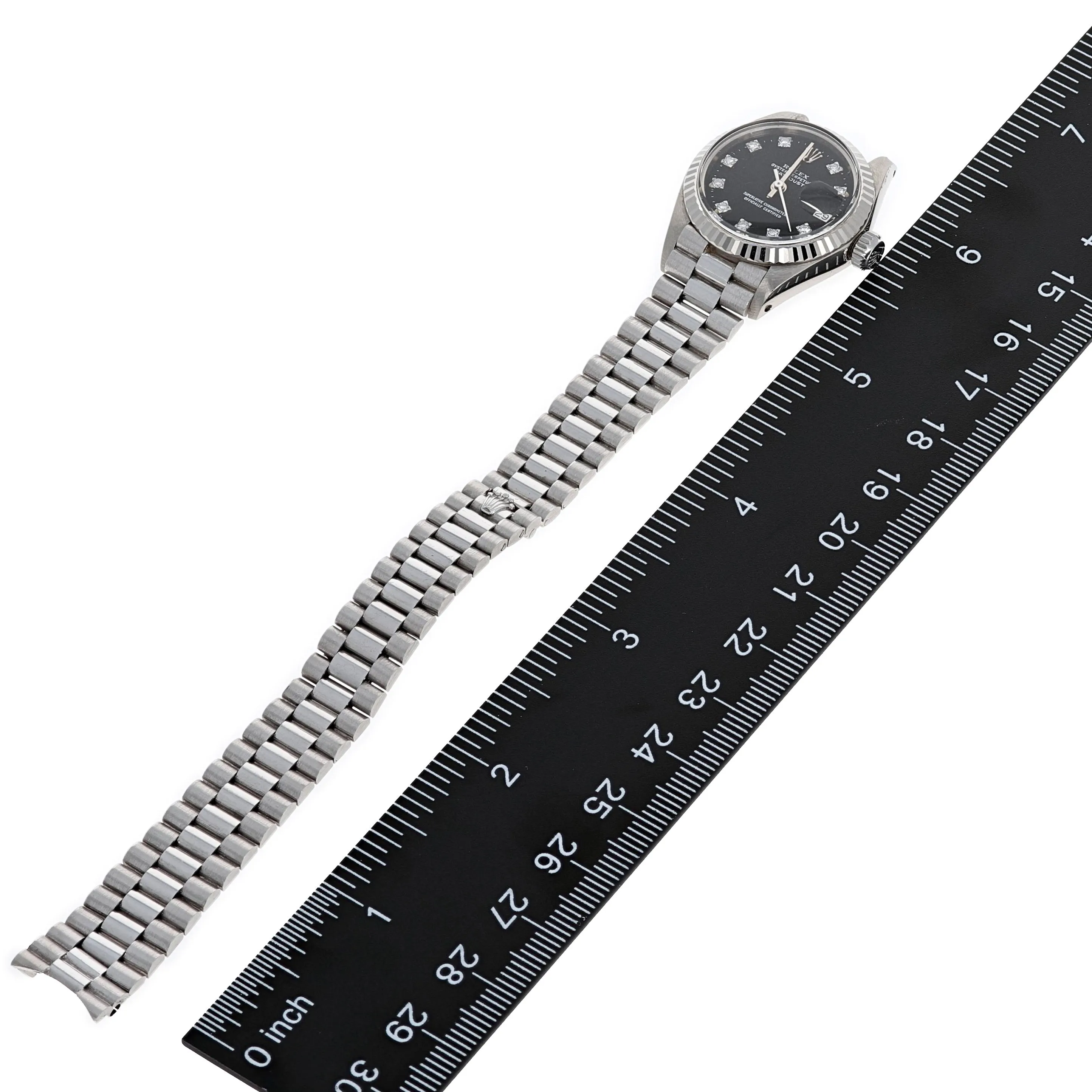 Rolex Lady-Datejust 6917 Papers Black Diamonds c. 1974 President 18k White Gold 26 mm