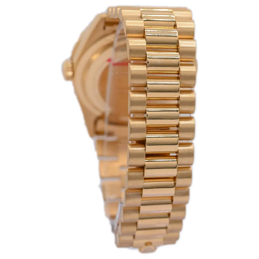 Rolex Mens Day-Date Yellow Gold 36mm Custom Blue Vignette Diamond Dial Watch Reference # 18238