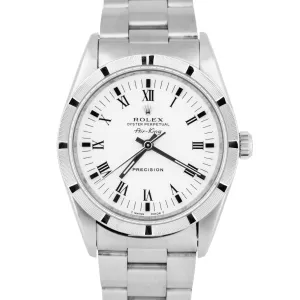 Rolex Oyster Perpetual Air-King White Roman Dial 14010 Steel NO-HOLES 34mm Watch