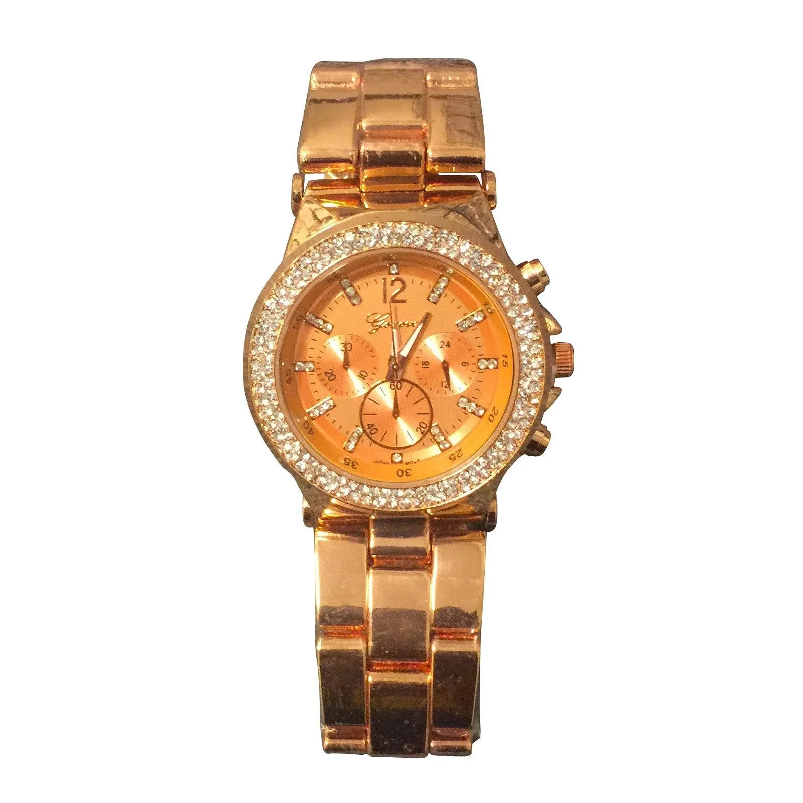 Rose Gold Geneva Metal Women Watch